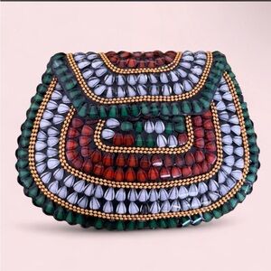RAMLA Mosaic Clutch | MSRP ~ $300 | red green blue jewel tone stonework